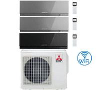 Climatizzatore Condizionatore Mitsubishi Kirigamine Zen Wifi Argento + Nero Trial Split Inverter 7000 + 9000 + 9000 BTU con U.E. MXZ-3F54VF classe