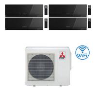 Climatizzatore Condizionatore Mitsubishi Kirigamine Zen Wifi Nero Quadri Split Inverter 7000 + 7000 + 7000 + 12000 BTU con U.E. MXZ-4F80VF classe A++