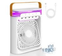 Climatizzatore portatile con raffreddamento ad acqua, 4 in 1, umidificatore evaporativo e ventilatore, 3 velocità, mini refrigeratore d'aria portatile per casa, ufficio, viaggi, bianco
