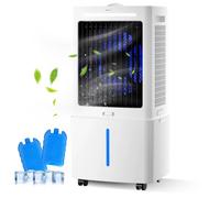 Climatizzatore Portatile con Serbatoio Rimovibile da 25L, 3 Velocità, Rinfrescatore d'Aria con Telecomando, Timer 1-12h, Condizionatore Silenzioso per Campeggio, Camera da Letto, Cucina