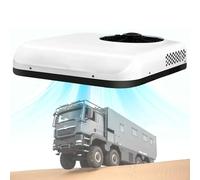 Climatizzazione da Tetto CC 12V/24V - Raffreddamento 2200W con Portata d'Aria 450m³/h, Ultra Slim 14.5cm & Ventola a 7 Pale, Climatizzatore Tutto-in-Uno per Furgone/Camper,White-12V