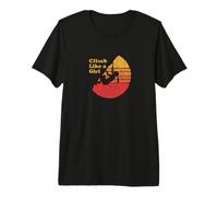 Climb Like a Girl - Distressed Retro Rock Climbing Maglietta Premium