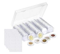 Climberty® Scatola per monete da collezione, in plastica trasparente, con capacità massima di 100 pezzi, compatibile con monete di diametro 17-30 mm