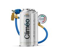 Climéo 2 x 400 ml e tubo con manometro, ricambio ecologico per il refrigerante R134a/R12, riempimento autonomo del condizionatore d'aria