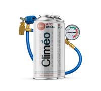 Climéo 3 in 1, 2 x 400 ml, con tubo e manometro, ricambio ecologico per refrigerante e sigillante R134a/R12, servizio di condizionamento autonomo