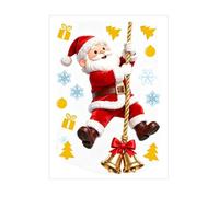 Clings Climbing Rope Santa Static Sticky Christmas Window Decor | Christmas Static Window Clings Christmas Party Vibe for Bedroom, Home, Bathroom, Kitchen, Room, Holiday Scene, Glass Door