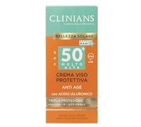 CLINIANS | Crema Solare Viso Anti Age SPF50+ con Peptide Multifunzionale Anti Age e Vitamina E, 50mL