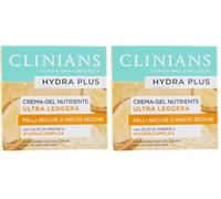 CLINIANS | Hydra Plus Crema-Gel Nutriente Ultra Leggera, Dermatologicamente Testato, Made in Italy, 50 ml (Confezione da 2)
