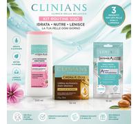 CLINIANS Kit Viso - Latte Detergente Anti Stress, Crema Viso Argan, Maschera