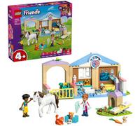 lego friends - clinica veterinaria - lego 42696 con stalla, 2 mini bamboline, cagnolino, coniglietto, gatto 141pz anni 4+