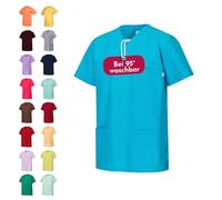 Clinotest Casacca da donna e da uomo, lavabile a 95 gradi, senza restringimento, casacca in 50% cotone, 50% poliestere, abbigliamento da lavoro, cura e ospedale, turchese, M