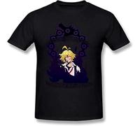 CLINSIS 7 Deadly Sins T Shirt Meliodas sin of Wrath Funny Casual Tee Men Cotton Tees Black S