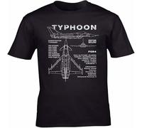 CLINSIS Eurofighter Typhoon Blueprint Slim Fit T Shirt Mens Aircraft RAF Fgr4 Plane Design Top Black L