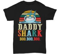 CLINSIS Funny Dad Shark Doo T Shirt for Men Gift Daddy Father' Day Tee Family Short Sleeve Top Black 3XL