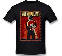 CLINSIS Johnny And Cash Walk The Line Movie Artwork W Humor Graphic Men's Basic Short Sleeve T-Shirt R241 Tees Tops Black XXL