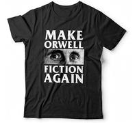 CLINSIS Make Orwell Fiction Again Tshirt Unisex 1984 Big Brother Conspiracy Short Sleeve Top Black XL