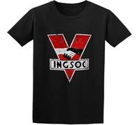 CLINSIS Men's 1984 Logo Vintage INGSOC - Big Oceania George Orwell Cotton T Shirt Black XL