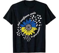 CLINSIS Men's I Stand with Ukraine Put Sunflower Seeds in Your Pockets T Shirt Black S