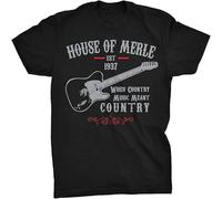 CLINSIS Men's Merle Haggard Shirt House of Country Music T-Shirt Mama Tried Outlaws Black XL