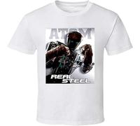 CLINSIS Men's Real Steel Atom Movie Summer T-Shirt Short Sleeve White S