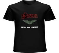 CLINSIS Men's Summer T Shirt Saxon Denim And Leather Men's Tees Cool And Breathable Black 3XL