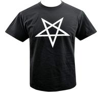 CLINSIS Mens T Shirt Inverted Pentagram Satantic Occult Church of Satan Goat Goth Black S