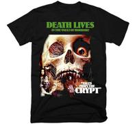 CLINSIS Tales from The Crypt Death Lives in Vault Horror T-Shirt Graphic Top Printed Shirt Short-Sleeve Tee Mens Black XXL