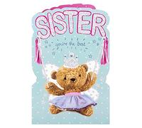Clintons, biglietto di compleanno per sorella, con orso in maschera, 11 x 15 cm