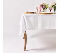CLIO & CLOVER Tovaglia in lino 100% puro lino bianco 200 g/m² - Tovaglia bianca con bordo orlato - 150 x 200 cm per tavolo da 6 posti - di marca London, Clio and Clover
