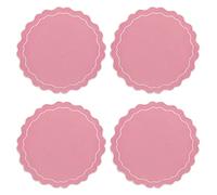 CLIO & CLOVER Tovaglietta in lino con bordo smerlato, set di 4 tovagliette 100% lino, design di lusso con bordo smerlato - arriva splendidamente confezionato (rosa)
