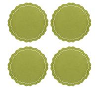 CLIO & CLOVER Tovaglietta in lino con bordo smerlato, set di 4 tovagliette 100% lino, design di lusso con bordo smerlato - arriva splendidamente confezionato (verde)