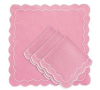 CLIO & CLOVER Tovaglioli di lino con bordo smerlato, set di 4 tovaglioli in 100% lino, design di lusso con bordo smerlato, splendidamente confezionati (rosa)