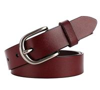 Cliont Cintura da donna in vera pelle da donna Cintura da 1.1 "Ampia Silver Fibbia dorata Marrone Nero Bianco Caffè Arancione Cintura rossa