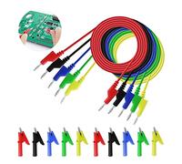 clip a coccodrillo a doppia, filato di test di banana 5pcs e pinze per coccodrilli 10pcs per auto industriali e altri componenti del cavo di prova, cavo di prova multimetro lunghezza 1M (1000 V / 19A)