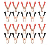 Clip a coccodrillo resistenti, 50 A placcato in rame per morsetti per batteria, 80 mm, rosso e nero, per ricarica solare dell'auto (20 pezzi)