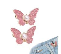 Clip a farfalla staccabili, stringivita a farfalla per pantaloni, fibbie a istantanee per la vita, clip decorative, bottoni a spilla per jeans da donna e uomo (Rosa)