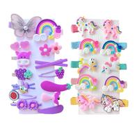 Clip Arcobaleno Forcine Tornante, 24 Pezzi Mollette per Capelli Bambina, Fermagli Ragazze, per ragazze, bambini come regalo di compleanno, Multicolore, Unicorno Arcobaleno, Farfalla Colorata