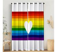 Clip Art Tende a Pannello 2 Pannelli con Occhielli, Bandiera Arcobaleno A Forma Di Cuore, Oscuranti Trattamento della Finestra per Camera da Letto, Tende cameretta bambini 117L x 183A cm, Colorato