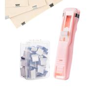 Clip Binder Stapler, Ergonomic Stainless Steel Clamp Dispenser, Portable Push Stapler Device, Document Organization Tool, Home School Office Accessory, Dorm Apartment Daily Paper Management Use