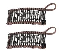 Clip Capelli Banana Elastici Vintage, 2 Pezzi, Comodi e Resistenti per Capelli Spessi, Mossi e Ricci - Fermi Sicuri senza Fastidio, Accessori Moda per Tutte le Età e Occasioni (Grigio)