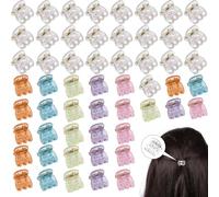 Clip capelli mini 50 pezzi, 25 trasparenti + 25 colorate, mollette 1.5 cm leggere antiscivolo per bambine donne acconciature quotidiane e sposa