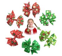 Clip capelli Natale 6 pezzi fiocchi decorativi per bambina donna con clip bocca di anatra 8 cm rosso verde accessori per capelli feste natalizie