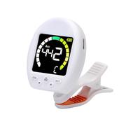 Clip cheotime su sintonizzatore di chitarra per tutti gli strumenti, violino di bassi di chitarra cromatica rotabile a 360 ° Ukulele, display LCD di grande colore chiaro per la (Bianco)