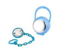 Clip Ciuccio con Catenella Portaciuccio e Box Portaciucciotto con Inserto in Argento PVD Lucido Personalizzabile con Incisione del Nome del Bambino - Regalo per la Nascita o il Battesimo Azzurro
