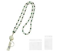 Clip colorata per bobine carte alla, Green Stone Two Card | Design vibrante e alla a petalo con struttura in ABS qualità e lunghezza del cavo regolabile per la