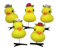 Clip di capelli dell'anatra imitazione bella anatroccolo con la clip laterale della rosa per la ragazza clip di capelli giallo anatra realistica