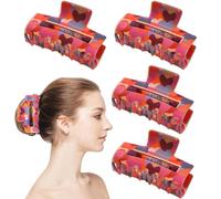 Clip di capelli spessi, clip per capelli spessi,Claw di capelli quotidiani con motivo a cuore | Clip di artigli decorativi set di 4 per donna, rettangolo accessori per coppie a morsetto mascella