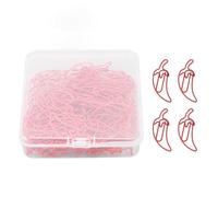 Clip di carta a forma di peperoncino da 100 pezzi Clip di metallo decorativo carine per la scuola di ufficio casa fai da te Materiale trasparente Casta trasparente inclusa