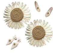 Clip di fiori per scarpe 2 pezzi da 3, 15 pollici di girasole pastorale clip per scarpe fiorite per donne scarpa rafia rimovibile minimalista per sandali, appartamenti, tacchi alti per appartamenti