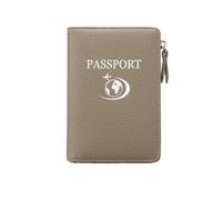 Clip for biglietto aereo da viaggio con portafoglio for passaporto RFID multifunzionale transfrontaliero, comodo modello litchi portatile per Documenti di Viaggio(Ivory Gray)